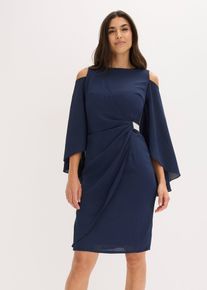 bonprix Carmen-Kleid, blau, Gr.36, Modern und feminins Chiffon-Kleid in Kurz mit Strassappliaktion