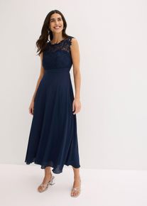 bonprix Maxikleid mit Spitze, blau, Gr.50, Elegantes Abendkleid mit Spitze im Oberteil und einem R&uuml;cken-Cut-Out