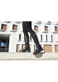 Rieker, Damen, Winterstiefel Langschaftstiefel, Plateaustiefel mit Stretch am Schaft, TEX-Membrane, schwarz, 40, Langschaftstiefel mit praktischem 