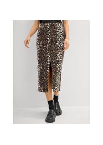 Inspirationen, Damen, Bleistiftrock, schoko-schwarz-bedruckt, 48, gerade Schnittf&uuml;hrung