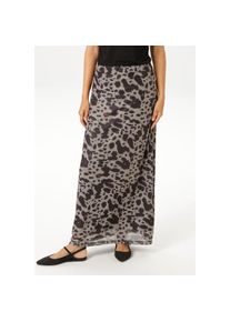 Aniston CASUAL, Damen, Maxirock im extravaganten Flecken-Dessin - NEUE KOLLEKTION, taupe-braun-hellbraun, 46, Rock aus elastischer Mesh-Qualit&auml;t