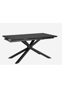 Mid.you Esstisch, Dunkelgrau, Metall, Keramik, rechteckig, Flachrohr, 90x75x160 cm, ausziehbar, Esszimmer, Esstische, Esstische Keramik