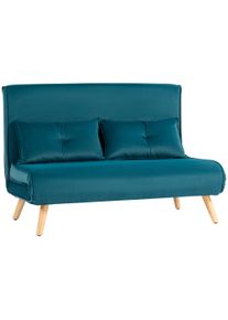 HOMCOM 2-seater sofa bed, sofa bed, convertible couch into bed, adjustable backrest, fabric cover, metal frame, Green | Aosom Ireland