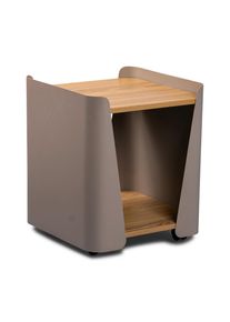 Xora Beistelltisch, Grau, Eichefarben, Metall, Holzwerkstoff, quadratisch, 40x48x40 cm, offenes Fach, einfacher Aufbau, Wohnzimmer, Wohnzimmertische, Beistelltische, Beistelltische Metall