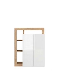 M&Ouml;BELIX M&ouml;belix , Eichefarben, Wei&szlig; Hochglanz , Holzwerkstoff , 2 F&auml;cher , 108x138x35 cm , Garderobe, Schuhaufbewahrung, Schuhschr&auml;nke