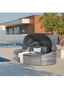 Ambia Garden Sonneninsel, Grau, Metall, Kunststoff, F&uuml;llung: Komfortschaum, 230x145x140 cm, wetterfest, verstellbares Dach, Gartenm&ouml;bel, Loungem&ouml;bel, Sonneninseln