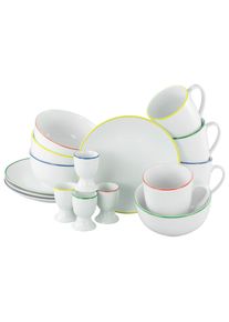 Creatable Fr&uuml;hst&uuml;cksservice Luna Color Wei&szlig;/Multicolor, 16-teilig
