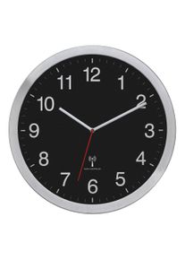 Funkuhr Wanduhr Schwarz/Silberfarben
