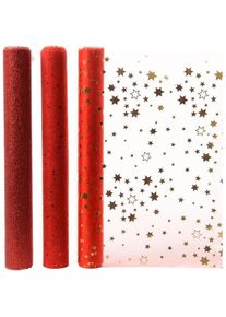 Decoris, Geschenkverpackung, Organza-Tischl&auml;ufer, 3 verschiedene Modelle in Rott&ouml;nen, 200 x 35 cm (24x)