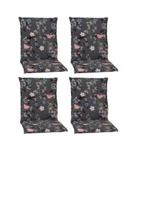 Niedriglehner Auflagen Bregenz 4er-Set Grau m. Bl&uuml;mchen