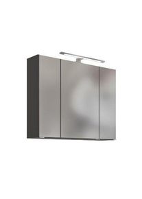 Held Spiegelschrank Arezzo mit LED 3-t&uuml;rig ca. 80x64 cm Grau