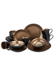 Creatable Kombiservice Glamour Schwarz/Goldfarben, 16-teilig