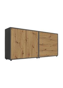 Sideboard Mailand Set 3 Anthrazit/Eiche Artisan