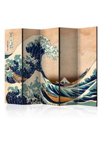 Artgeist Paravent Hokusai Dunkelgr&uuml;n/Beige