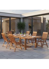 Gartentischgruppe 'Comodoro', 7-tlg. Naturfarben