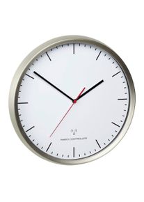 Funkuhr Wanduhr Wei&szlig;/Edelstahlfarben
