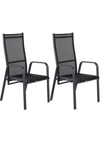 Gartensessel-2er Set Copacabana Schwarz