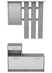 Garderobe Tamina, Grau/Wei&szlig;