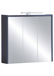 Spiegelschrank Lovis Dunkelblau mit LED 3-t&uuml;rig