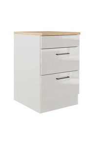 Kochfeldumbauschrank LEVI Lichtgrau gl&auml;nzend