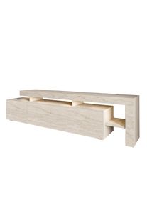 Livetastic Lowboard, Beige, Holzwerkstoff, Steinoptik, warmwei&szlig;, 192x53x37 cm, Beleuchtung, Wohnzimmer, TV M&ouml;bel, Lowboards