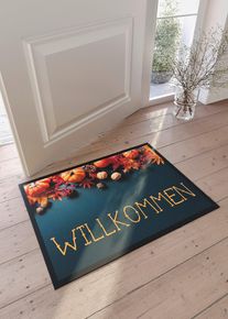bonprix Preş de intrare cu motive de toamnă, albastru, 38/59 cm