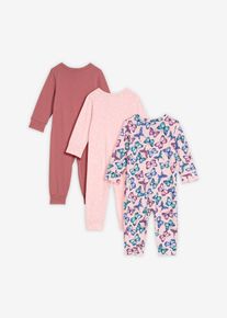 bonprix Salopetă de bebe din bumbac organic 100% (set/3 buc.), mov, 92/98