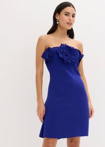 bonprix Sukienka z dekoltem bandeau z wytrzymałej tkaniny scuba, niebieski, 44