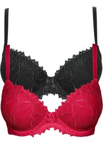 bonprix Femei Sutien vătuit cu broderie fină (2buc.), roşu, 80E