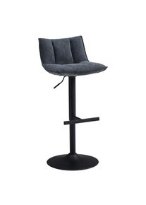 Mid.you Barhocker, Grau, Schwarz, Metall, Textil, rund, 46x87-108x52 cm, Sitzfl&auml;che 360&deg; drehbar, Esszimmer, Barm&ouml;bel, Barhocker
