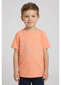 T-Shirt Tom Tailor, Jungen, Gr. 92/98, orange (bright coral), Jersey, Obermaterial: 100% Baumwolle, bedruckt, regular fit taillenbedeckt, Rundhals, gerader Abschluss, Shirts T-Shirt, mit in der Nacht leuchtendem Dino-Print