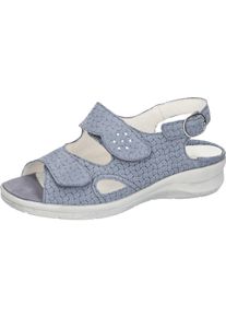 Waldl&auml;ufer Sandale WALDL&Auml;UFER "MERLE", Damen, Gr. 4, Leder, blau (jeansblau, silberfarben), Nubukleder, Textil, unifarben mit Farbeinsatz, Basic, Schuhe Sandale, Sommerschuh mit Klett- und Druckknopfverschluss, M-Weite