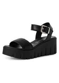 Keilsandalette Tamaris, Damen, Gr. 41, schwarz, Glattleder, Schuhe Keilsandalette, Sommerschuh, Riemchensandale mit modischer Plateausohle