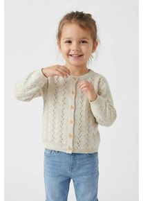 Strickjacke name it "NMFBANNI f&uuml;r M&auml;dchen mit Ajour-Strick und Rippb&uuml;ndchen", M&auml;dchen, Gr. 98, beige (peyote melange), Feinstrick, Obermaterial: 100% Baumwolle, unifarben, normal normal, Rundhals, Rippstrickb&uuml;ndchen, Strickjacken Strickjacke, unifarben, casual, regular fit, Baumwolle, Rundhals