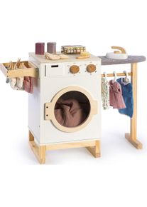 Kinder-Haushaltsset Musterkind "Wasch- und B&uuml;gelcenter Rumex", grau (natur, wei&szlig;, grau), Spielzeug-Haushaltsger&auml;te, KinderB:85cm H:55cm T:35cm, Holz, Kinder-Haushaltsset, aus Holz, B:85cm H:55cm T:35cm