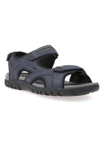 Sandale Geox "UOMO SANDAL STRADA", Herren, Gr. 39, Mesh Textil, blau (navy, dunkelgrau), Lederimitat, Schuhe Sandale, Sommerschuh, Klettschuh, Outdoorsandale, im Trekking-Look