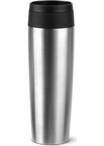 Thermobecher Emsa "Travel Mug Classic, mit 360-Trink&ouml;ffnung, auslaufsicher, rutschfest", schwarz (edelstahl, schwarz), H:24,2cm &Oslash;:8cm, Edelstahl, Kunststoff, Silikon, Trinkgef&auml;&szlig;e, Thermobecher, 4h hei&szlig;, 8h kalt - 360 ml / 6h hei&szlig;, 12h kalt - 500 ml, 100% dicht
