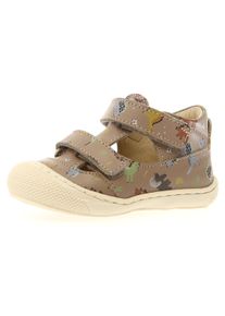 Sandale Naturino "PUFFY PR REX", M&auml;dchen, Gr. 21, beige (taupe dino), Glattleder, bedruckt, Schuhe Sandale, Barfu&szlig;schuh mit weicher Laufsohle, Gr&ouml;&szlig;enschablone zum Download