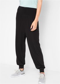 Sweathose bonprix, Damen, Gr. 48/50 (XL), N-Gr, schwarz, Obermaterial: 64% Polyester, 32% Viskose, 4% Elasthan, loose fit, Hosen Sweathose, aus Polyester, Viskose und Elasthan, lockere Passform, Casual Stil