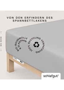 Spannbettlaken Schlafgut "PURE BOXSPRING Bio-Baumwolle mit Elasthan, 170 g/m&sup2;, Bettlaken", grau (grau light), 1 Stk., Jersey-Elasthan, 180-200x200-220 40cm, Jersey-Elasthan, Obermaterial: 95% Baumwolle, 5% Elasthan, Bettlaken, Spannbettlaken, PREMIUM Boxspringbett Laken bis 40 cm H&ouml;he, dehnbar blickdicht, straff