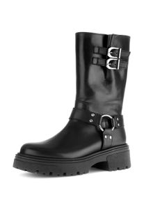Stiefel Gabor, Damen, Gr. 43, Varioschaft, schwarz, Kalbsleder, unifarben, Schuhe Stiefel, Blockabsatz, Kurzstiefel, Boots mit Nieten und Zierriegel