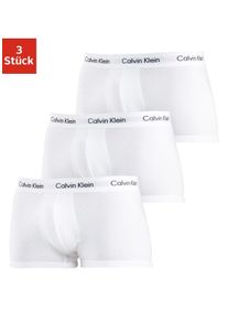 Trunk "Low Rise Trunk 3 PACK", Herren, Gr. M (6), 3 Stk., wei&szlig;, Obermaterial: 95% Baumwolle, 5% Elasthan, Calvin Klein Underwear, Unterhosen Trunk, mit wei&szlig;em Webbund