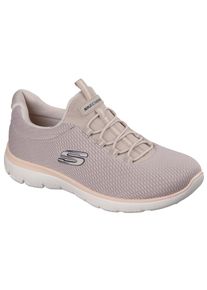 Slip-On Sneaker Skechers "SUMMITS-SUMMER BLUSH", Damen, Gr. 40, Textil, beige (taupe), Schuhe Slip-On Sneaker, Arbeitsschuh, Freizeitschuh, Slipper mit Memory Foam