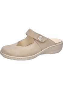 Waldl&auml;ufer Clog WALDL&Auml;UFER "HERIA", Damen, Gr. 3,5, Leder, beige, Nubukleder, unifarben, Basic, Schuhe Clog, Hausschuh, Sommerschuh, Klettschuh in Komfortweite H (= sehr weit)
