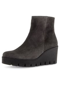 Stiefelette Gabor, Damen, Gr. 38,5, grau, Veloursleder, unifarben, Schuhe Stiefelette, Keilabsatz, Ankleboots, Komfortschuh mit seitlicher Ziernaht