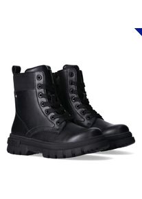Schn&uuml;rboots Tommy Hilfiger, M&auml;dchen, Gr. 38, schwarz, Polyester, Synthetik, Schuhe Schn&uuml;rboots, Biker Boots, Winterboots mit Blockabsatz