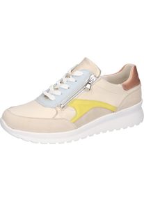 Waldl&auml;ufer Sneaker WALDL&Auml;UFER "K-SUNNY", Damen, Gr. 3,5 (36), Leder Textil, beige (creme, pastellfarben), Nappaleder, Nubukleder, Veloursleder, mehrfarbig, Schuhe Sneaker, Bequemschuh, Halbschuh mit seitlichem Rei&szlig;verschluss, K-Weite
