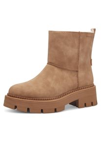 Winterboots Tamaris, Damen, Gr. 36, Synthetik Warmfutter, braun (camel), Nubuklederimitat, unifarben, used, Schuhe Winterboots, Blockabsatz, Winterstiefelette, Outdoorschuh mit Duo Tex-Ausstattung