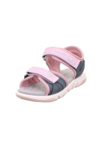 Sandale Superfit "PEBBLES WMS: mittel", M&auml;dchen, Gr. 25, rosa (dunkelblau, rosa), Lederimitat, Textil, Schuhe Sandale, Sandalette mit s&uuml;&szlig;em Motiv, Gr&ouml;&szlig;enschablone zum Download