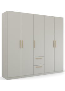 Kleiderschrank Rauch "Dreht&uuml;renschrank Schrank Garderobe Ankleide SKANDI BY QUADRA SPIN", grau (seidengrau), B:226cm H:210cm T:54cm, Holzwerkstoff, Schr&auml;nke, Kleiderschrank, im Landhaus-Stil mit Massivholzgriffen aus Wildeiche, mit Schubladen